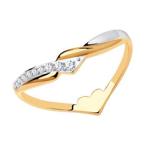 Кольцо, золото, фианит, 018579